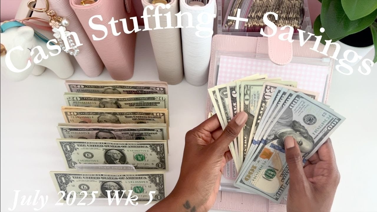 $1064 | Cash Envelope Stuffing + Savings | July 2025 | Single Mom