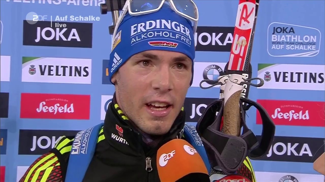 Biathlon World Team Challenge auf Schalke. Comments from Hinz, Schempp, Hildebrand, Lesser