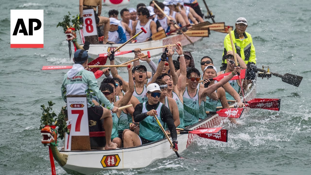Dragon boats race through Hong Kong to mark ancient Chinese festival