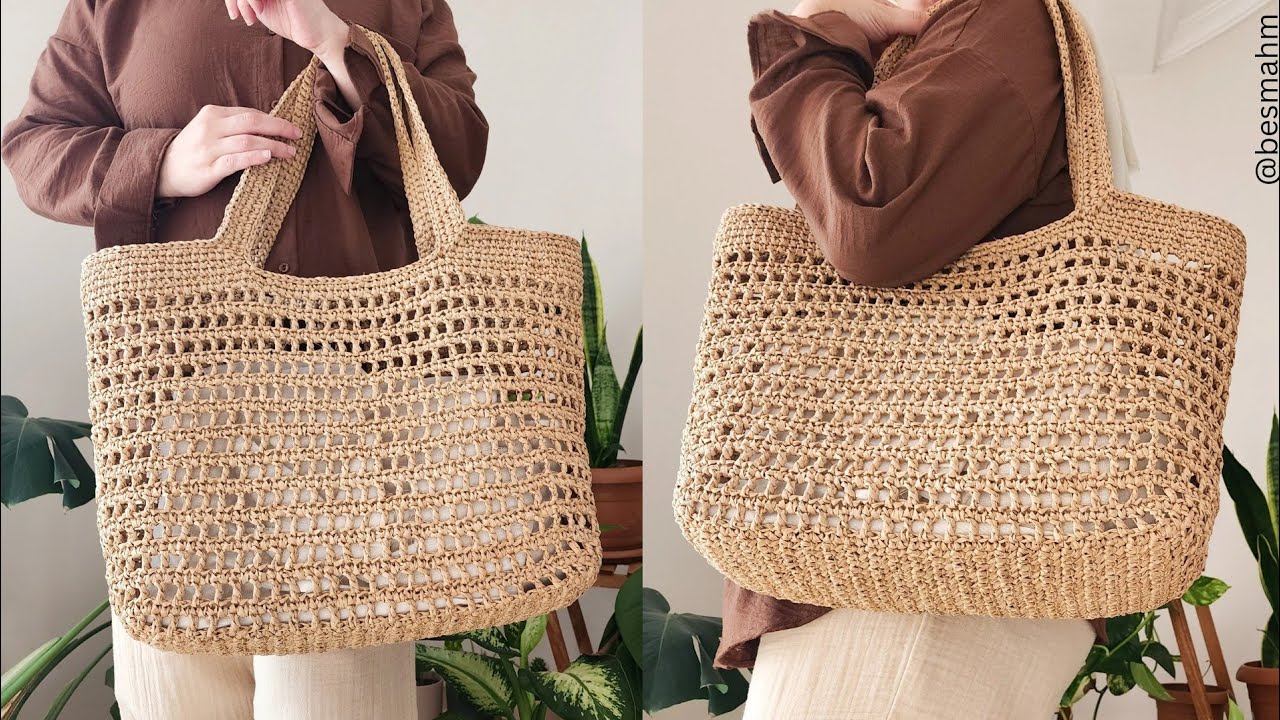 🎉 DIY Большая пляжная сумка из рафии крючком | Элегантный и вместительный летний аксессуар