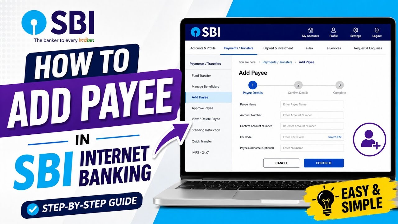 How to add a payee in SBI Net Banking | How to add a beneficiary in State Bank of India net banking