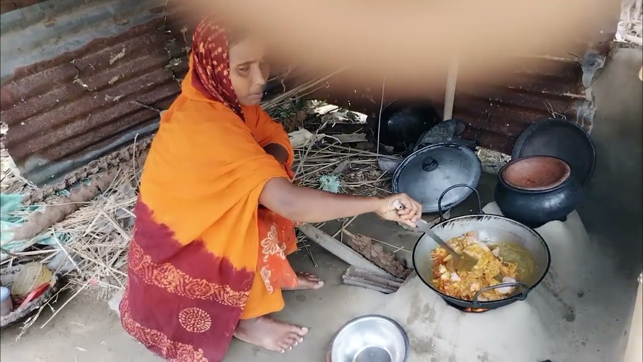 আমার বোন আজ দেশি মুরগির মাংস  রান্না করলো/