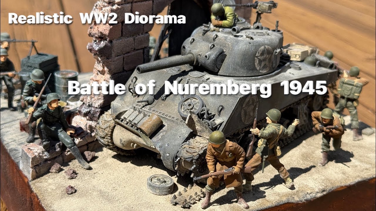 1/35 WW2 Sherman M4A3 105mm Howitzer tank diorama - Full build! #nürnberg #dioramaWW2 #shermantank