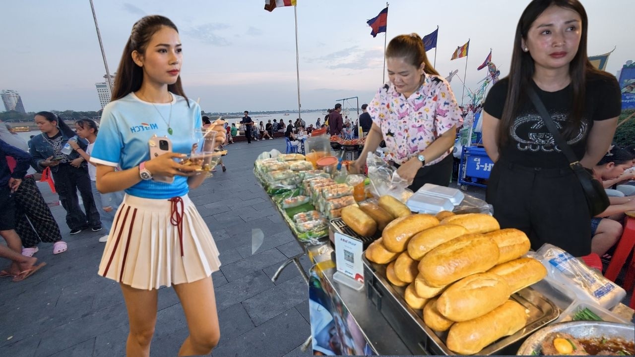 Hidden Gems! Street Food Walking Tour at Riverside Night Market Phnom Penh