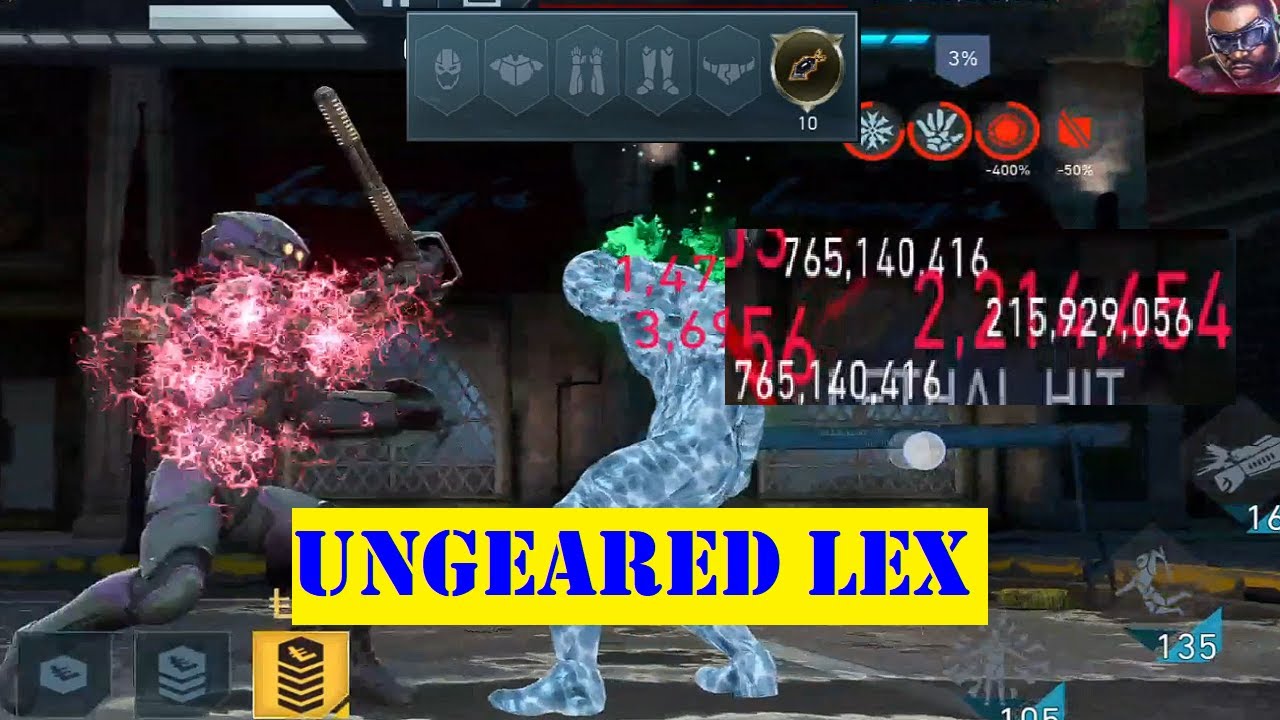 3⭐ Lex Luthor No Gears ONESHOT with Gemstone!! Insane Raptor Damage! Injustice 2 Mobile
