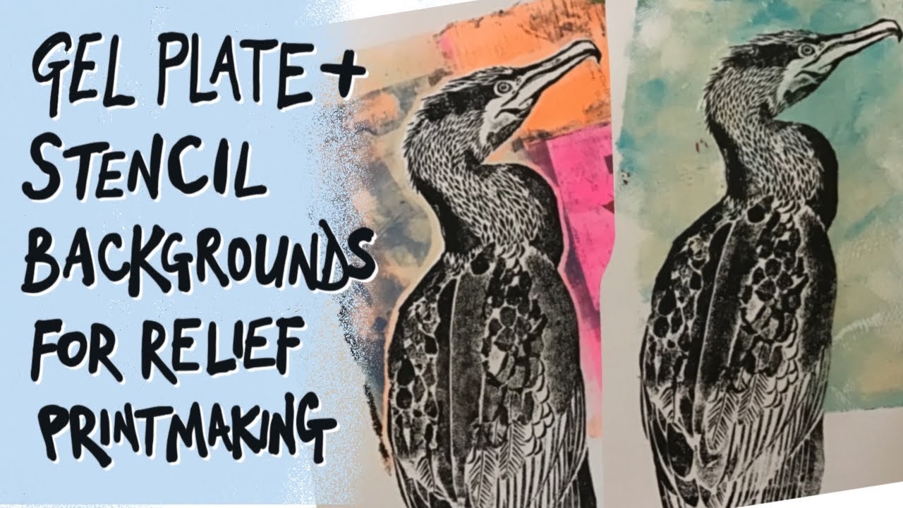 Tape print + stencil gel plate technique
