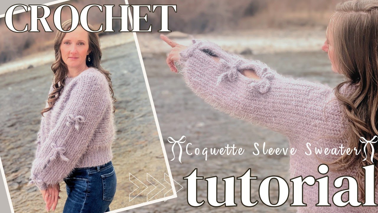How to Crochet the Coquette Bow Sleeve Sweater | Herringbone Pattern Tutorial