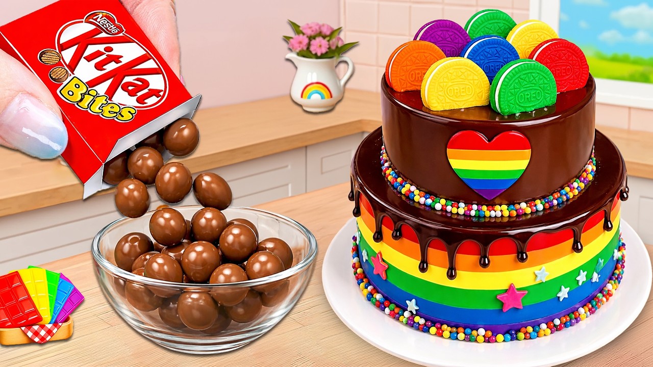 Happy Kitkat & Yummy Rainbow OREO Buttercream Cake 🌈 Rainbow Butter Cake Recipes 🎂 How To Cake