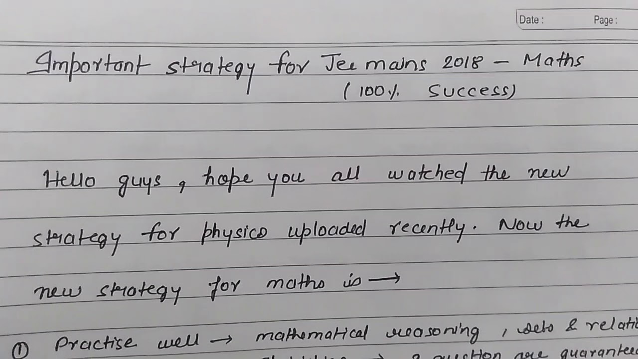 Updated strategy for jee mains 2018 : maths (100% Success guarantee )