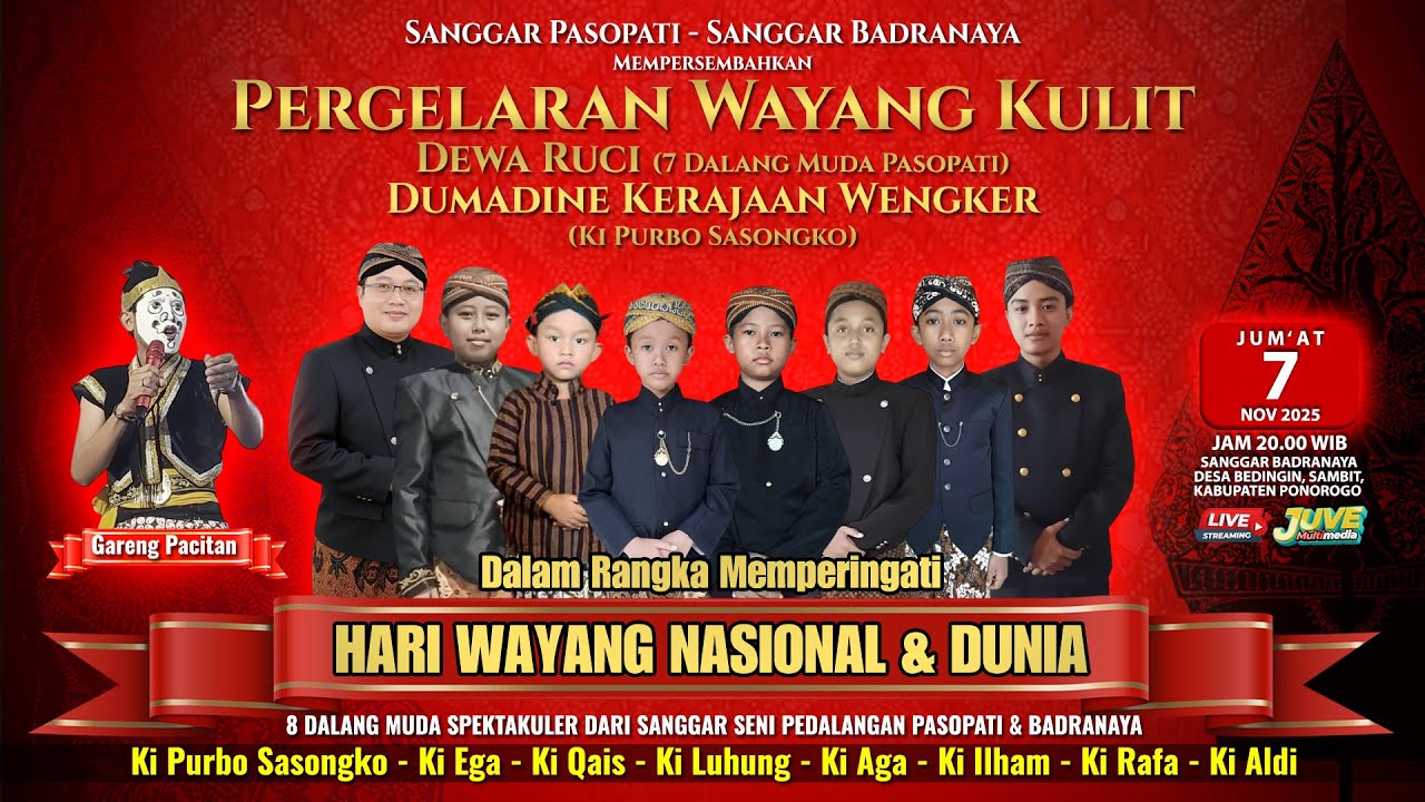 🔴 LIVE WAYANG KULIT MEMPERINGATI HARI WAYANG DUNIA 8 DALANG MUDA SPEKTAKULER - 7 Nov 2025