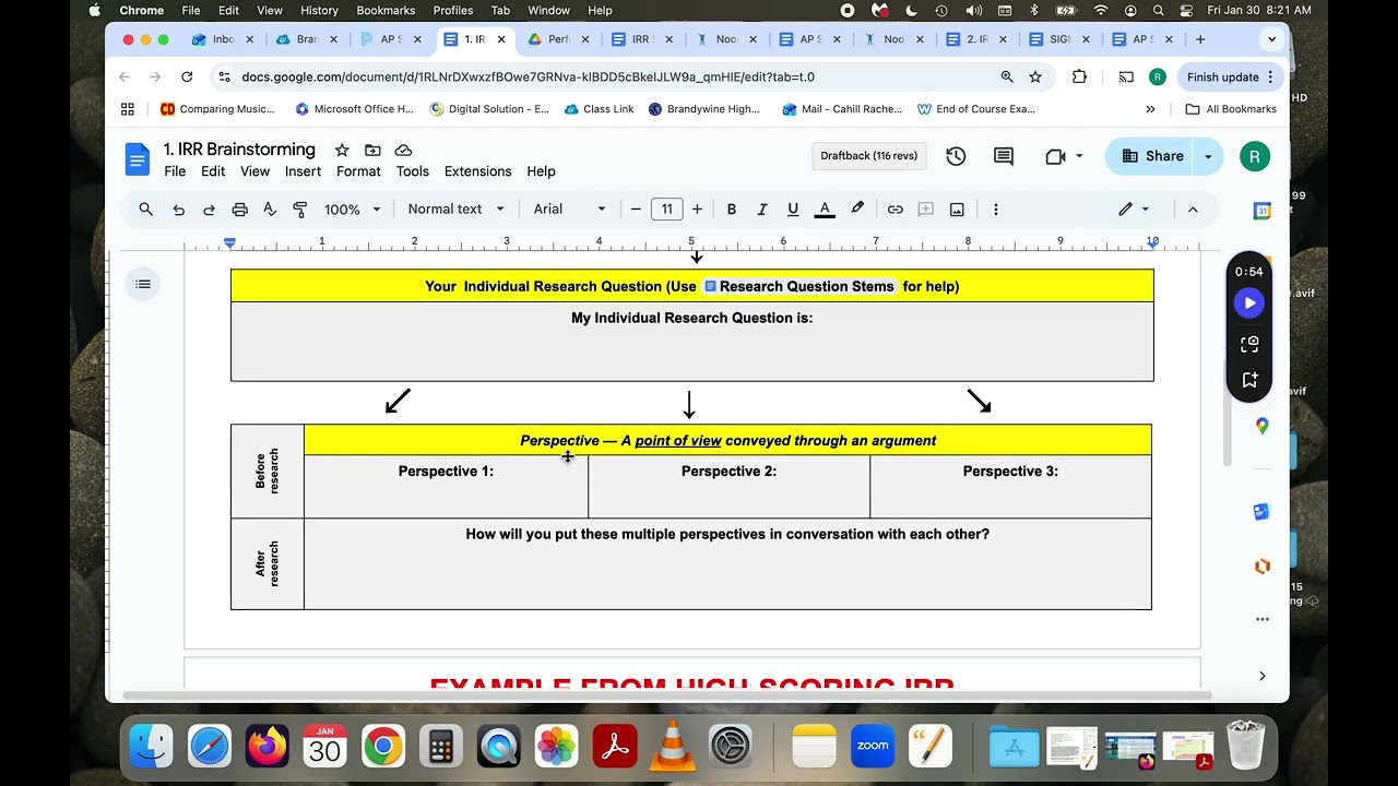 IRR Brainstorming and Outline Directions