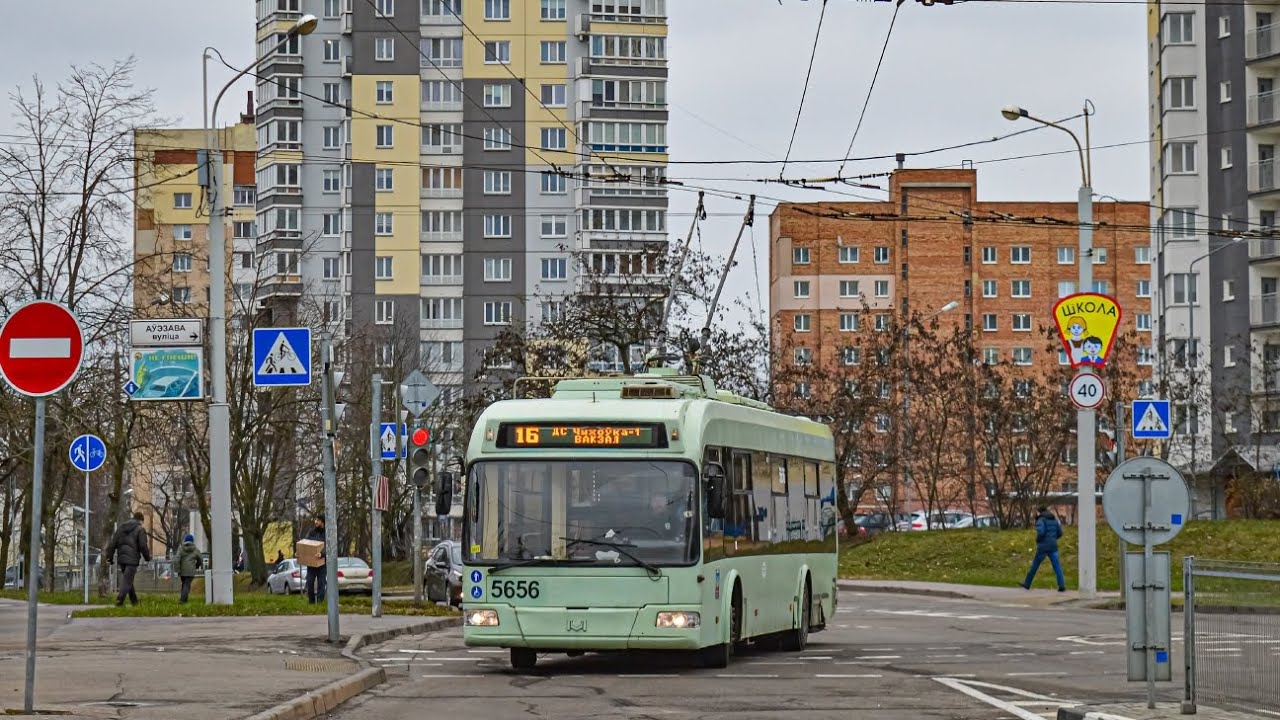 Минск, поездка в Троллейбусе БКМ 321, (Борт № 5656), маш.60.(14.10.2025)