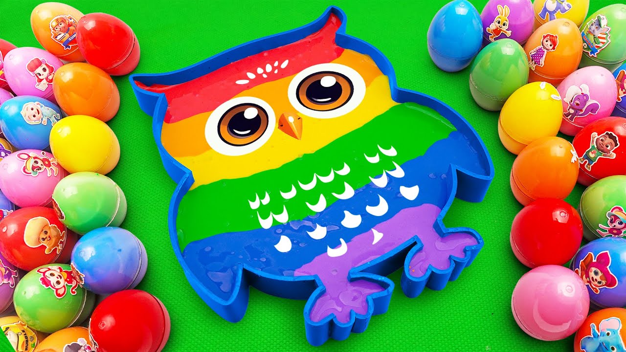 How To Make 🌈🦉 Rainbow Owl Bathtub by Mixing SLIME & CLAY in Eggs Colorful Satisfying ASMR