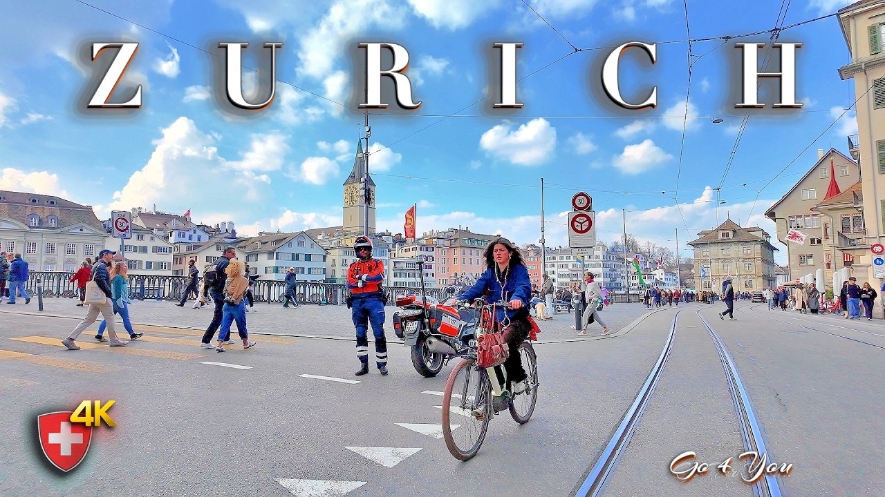Switzerland Zurich 🇨🇭 4K Stroll through the City / Walking Tour /Ambient Sound