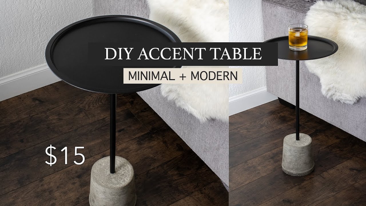 DIY Minimalist Accent Table - how to build a small end table made of concrete and metal