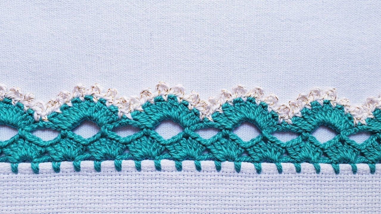 Barrado/bico para pano de prato #croche #crochet #barradinhodecroche 🍀 #648
