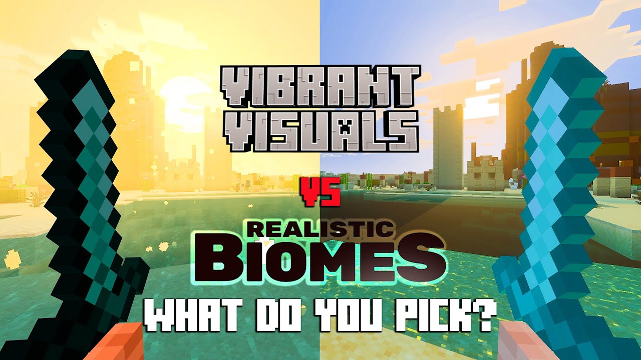 VIBRANT VISUALS vs Realistic Biomes in Minecraft Bedrock COMPARISON (minecraft mod)