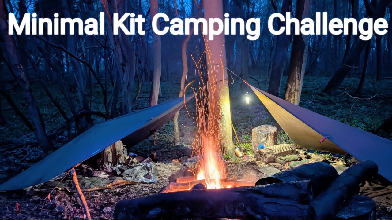 Winter Minimal Kit Camping Challenge - Surviving the Night with No Sleep Kit