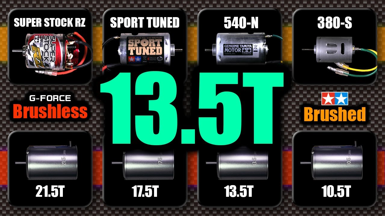 Comparison between Brushless motor 13.5T and Brushed motor, TAMIYA Sport Tuned, Super Stock RZ motor