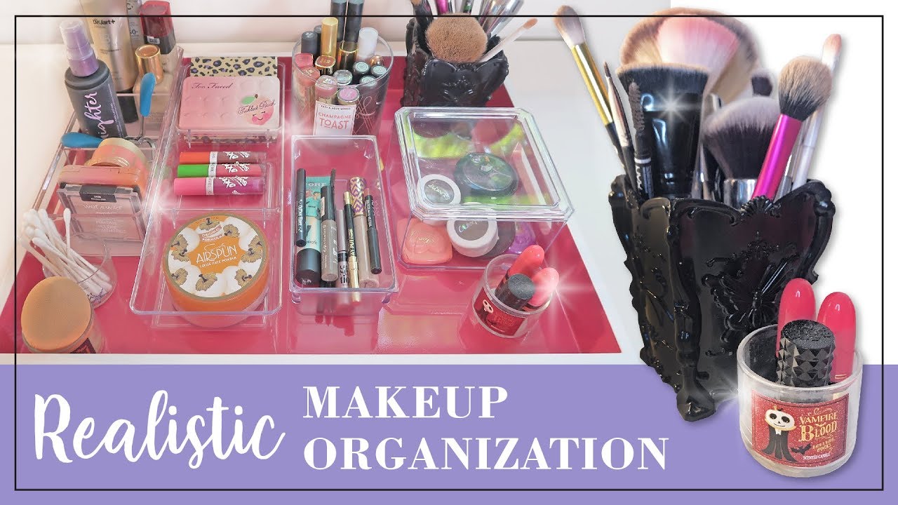 Realistic Makeup Organization & Declutter | Minimalist Makeup Collection | Cleaning Makeup Brushes