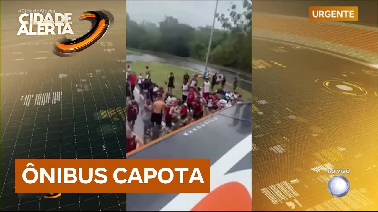 Ônibus com a torcida do Flamengo capota, e 16 pessoas ficam feridas