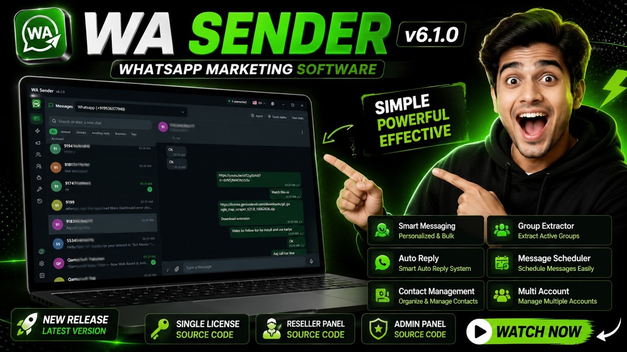 WA Sender V6.1.0 Released | 🚀 Best WhatsApp Marketing Software  Complete Demo & Latest Features