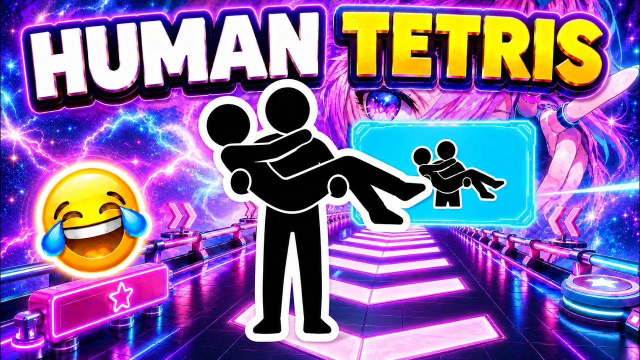 CO-OP HUMAN TETRIS | 🚀 2 Players, One Team, Beat Every Wall! | Immersive Interactive Warm-Up