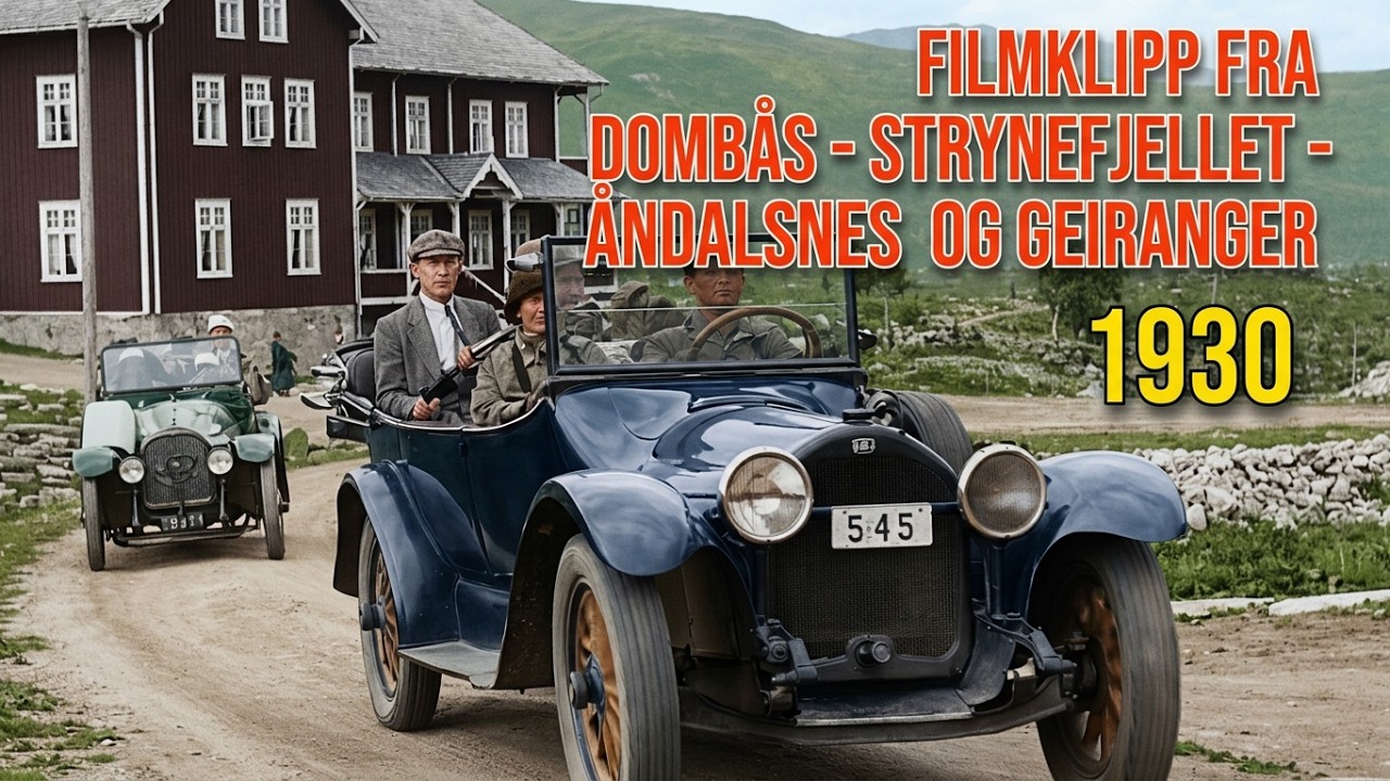 Filmklipp fra Dombås, Strynefjellet, Åndalsnes og Geiranger - 1930.