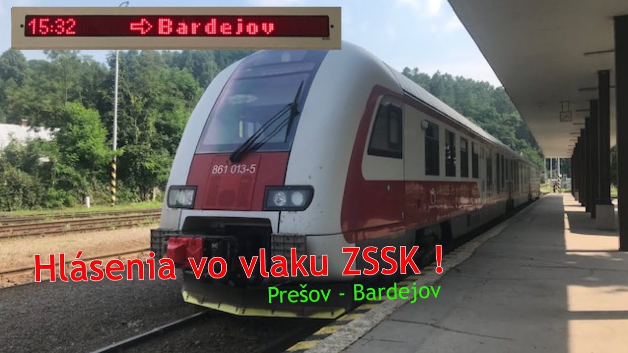 Hlásenie zastávok vo vlaku / na trase: Prešov - Bardejov