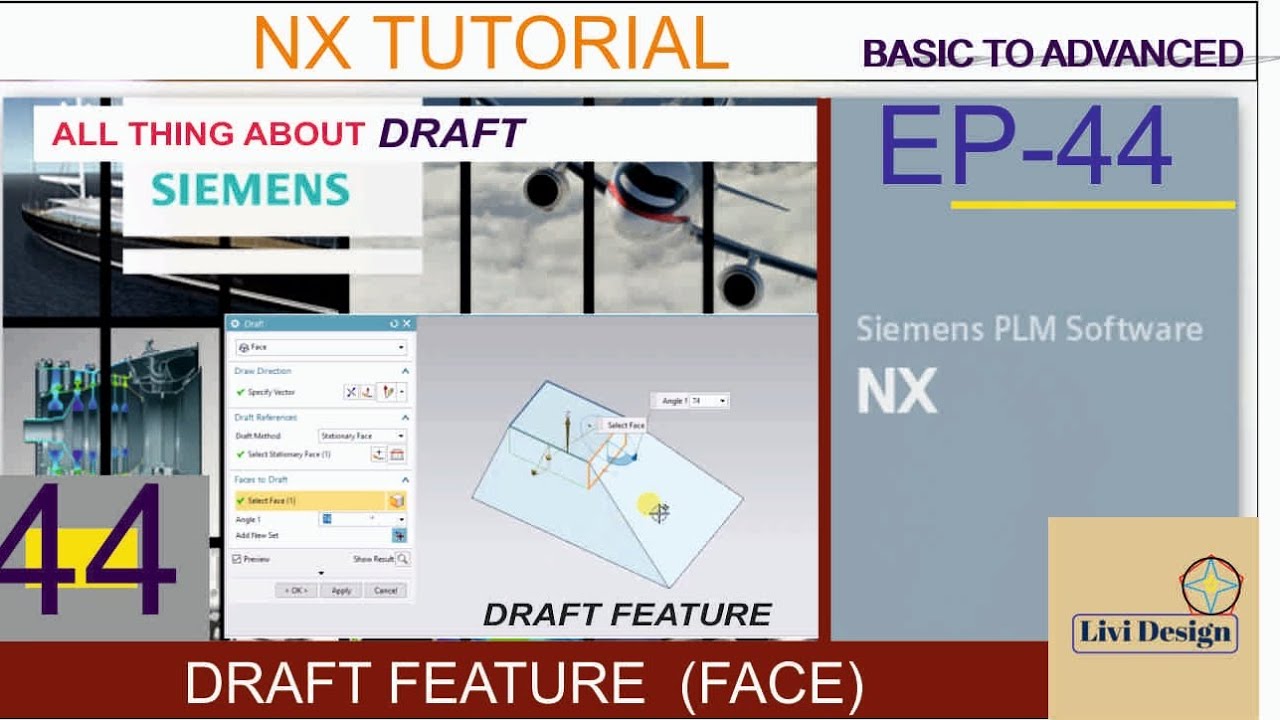 Nx tutorial | Semines nx tutorial | Ep44 | Draft feature | draft with face 
