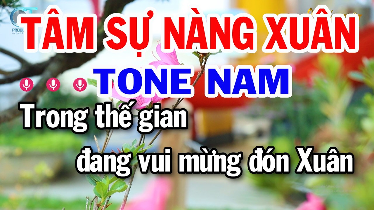 Karaoke Tâm Sự Nàng Xuân Tone Nam Nhạc Xuân Dễ Hát | Tuấn Kiệt