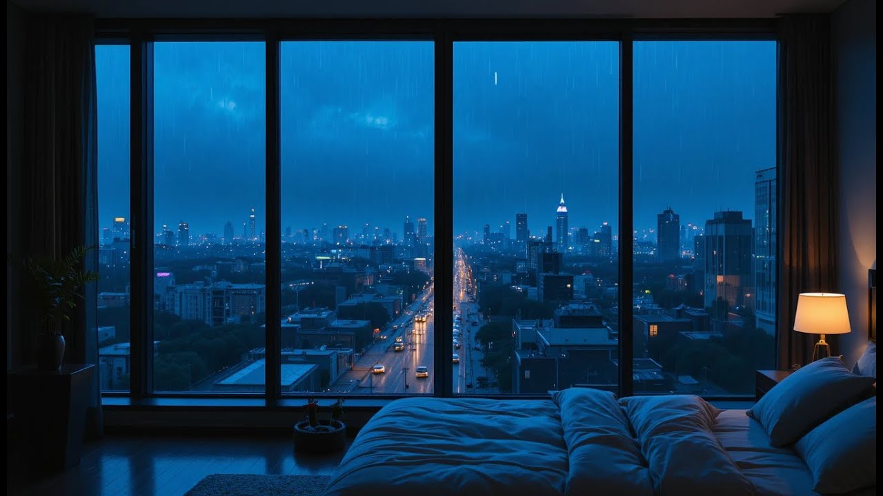 Rain Sounds on Window at Night 🌙 Deep Sleep, Relaxation & Stress Relief