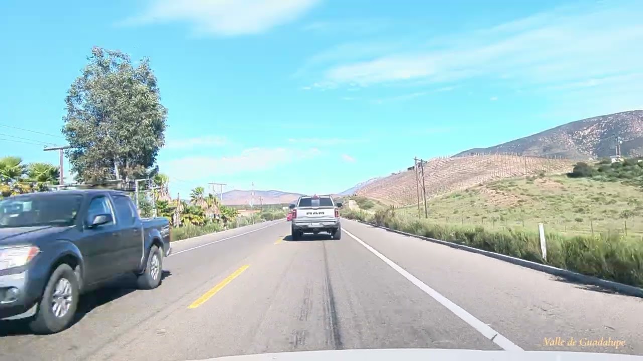 Driving from the beginning of Valle de Guadalupe to Francisco Zarco, Baja California, Mexico.