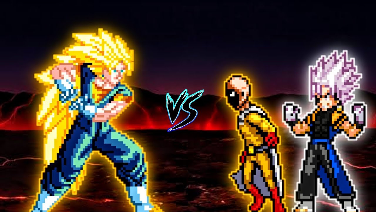 Super Vegito AI (New) VS Accurate Saitama Serious Mode OP & Gogetto MUI OP in Jump Force Mugen😱