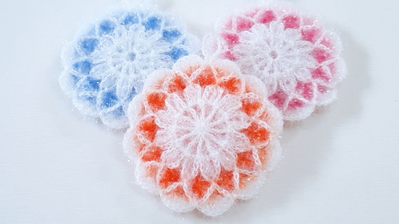 수세미뜨기/ 겨울꽃수세미 Crochet winter flower