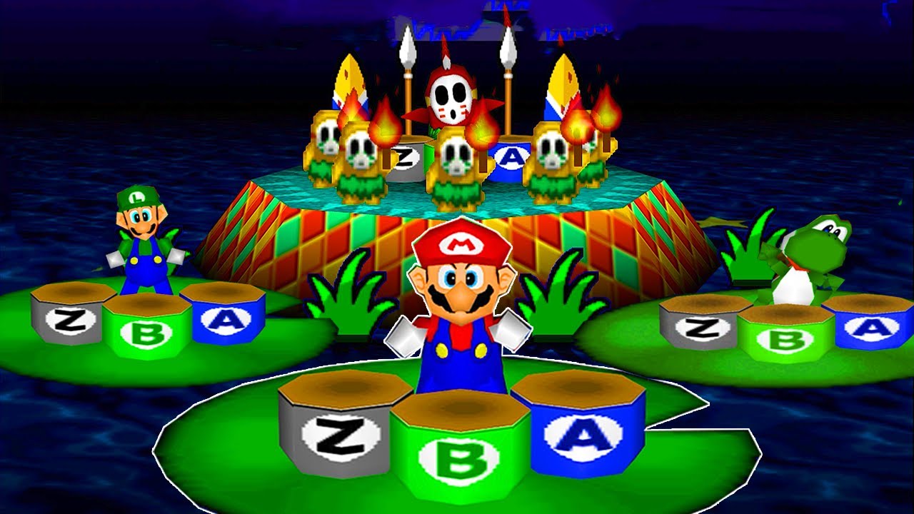 Mario Party N64 - The Top Dangerous Minigames - Mario vs Yoshi vs Luigi vs Donkey Kong