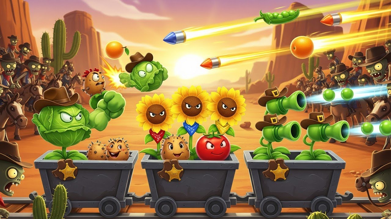 Plants vs Zombies 2 Ep.24  Desert Quarry Under Attack! Defending Against Cowboy Zombies at All Costs