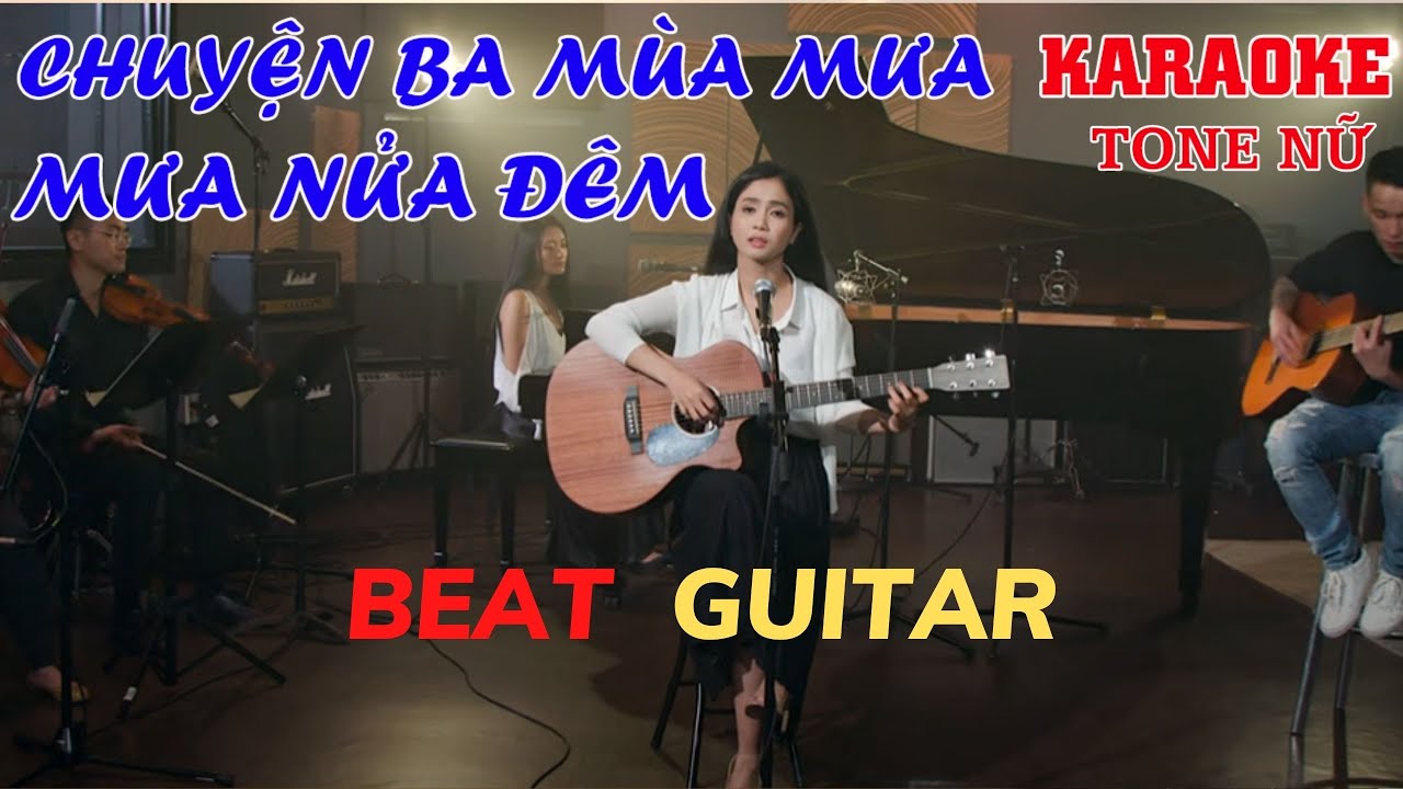 KARAOKE GUITAR//LK CHUYỆN BA MÙA MƯA & MƯA NỬA ĐÊM//TONE NỮ(Cmoll-Gmoll)PHƯƠNG ANH & HOÀNG THỤC LINH