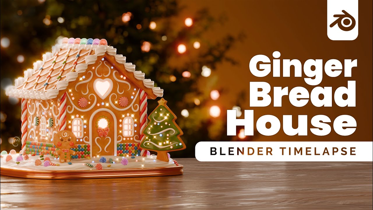 Casa de jengibre navideña | Gingerbread house | Blender Timelapse | Maritdoodles