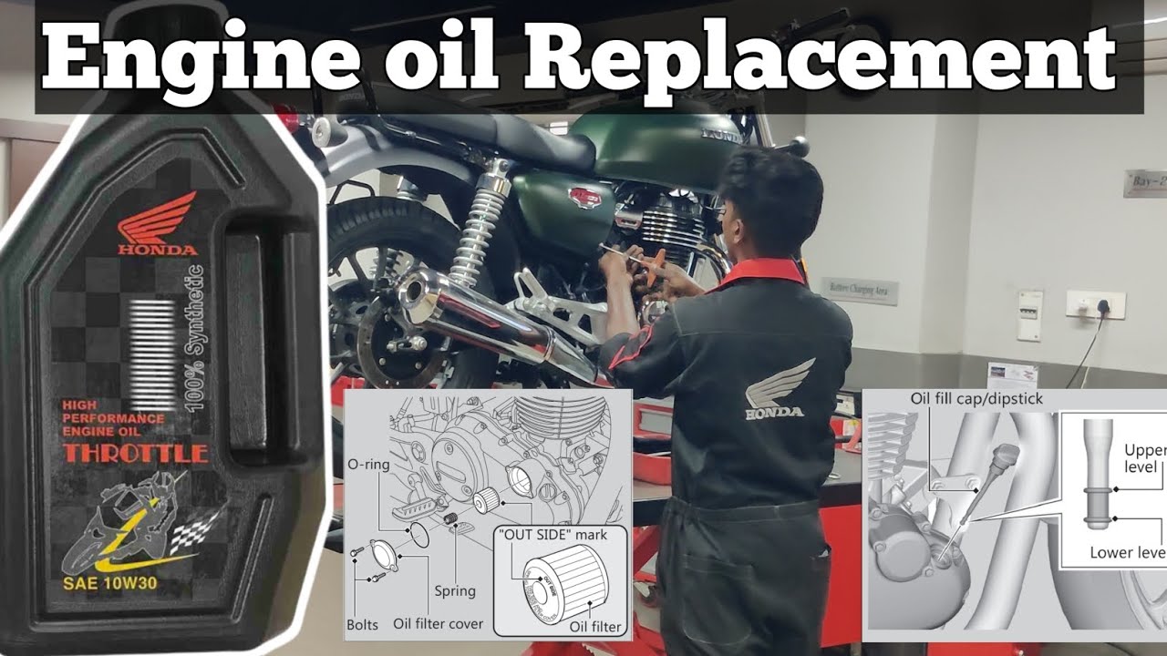 CB350 Honda Hiness Engine Oil Replacement & Oil Filter Replacement process #engine #oil #filter #yt
