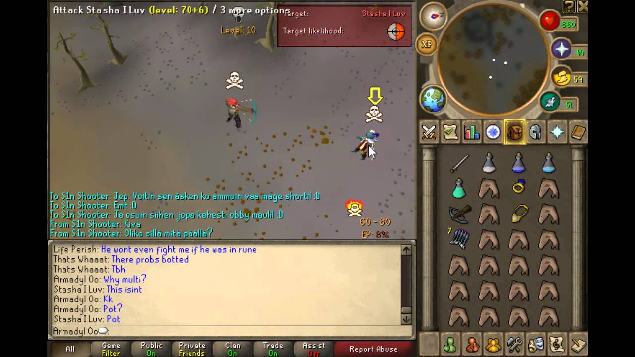 99 Str VS 99 Def - Runescape bounty hunter target fight