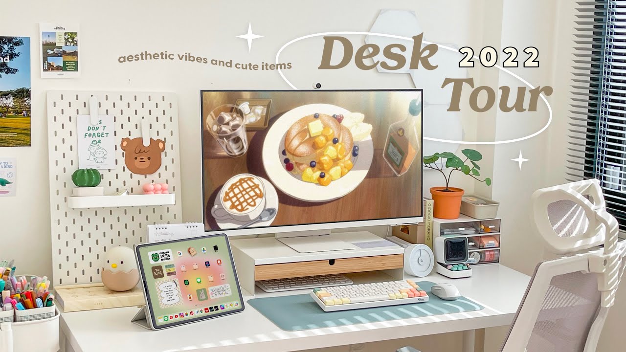 Desk Tour 2022: โต๊ะทำงานที่น่านั่งที่สุด✨ แปะพิกัดทุกชิ้น แต่งตามได้เลย! Peanut Butter