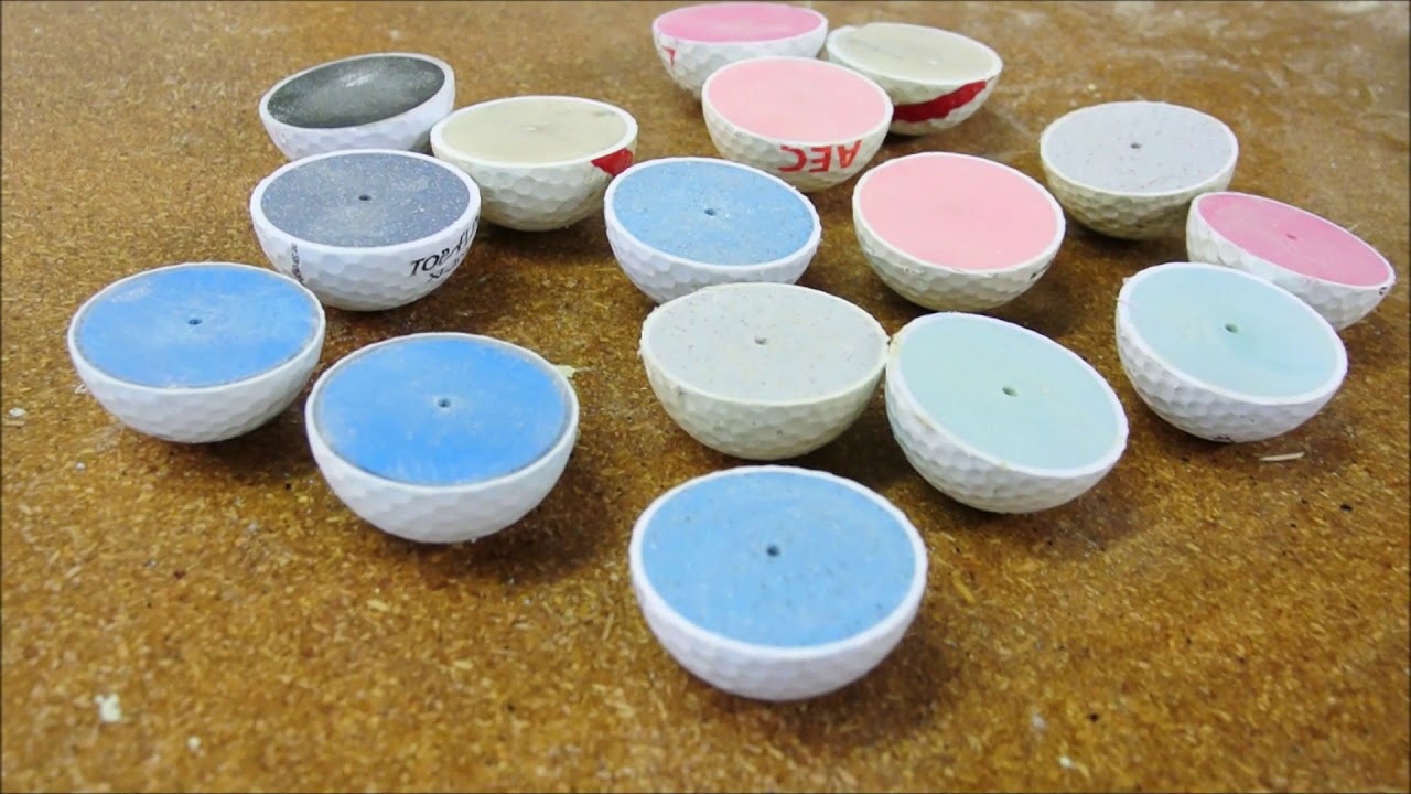 Cutting golf balls in half (for furniture feet)