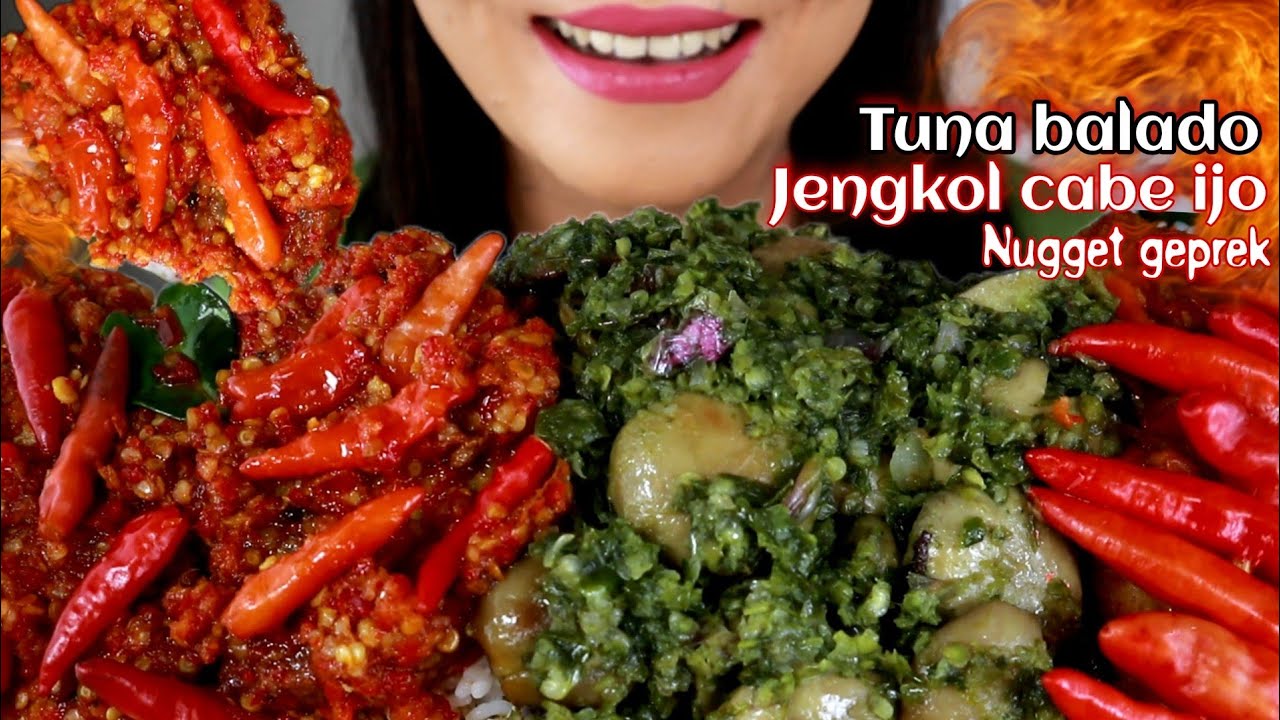 ASMR JENGKOL CABE IJO + TUNA BALADO + NUGGET GEPREK | ASMR MUKBANG INDONESIA