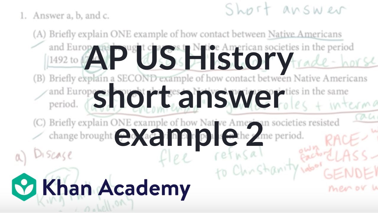 AP US history short answer example 2 | US History | Khan Academy
