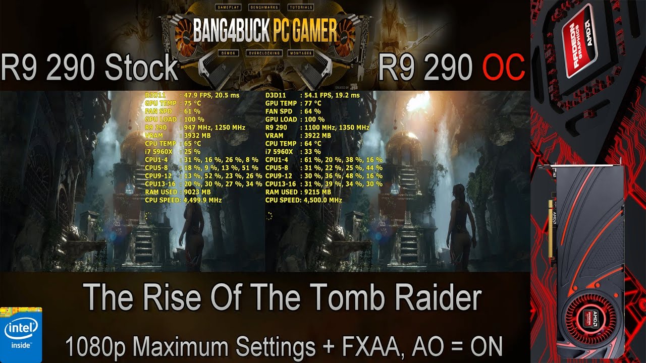 AMD R9 290 Reference Design Stock VS Overclocked | i7 5960X 4.5GHz