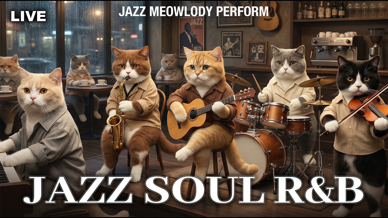 🔴 LIVE 24/7 Smooth Jazz Soul R&B for Relax & Deep Sleep | Jazz Meowlody
