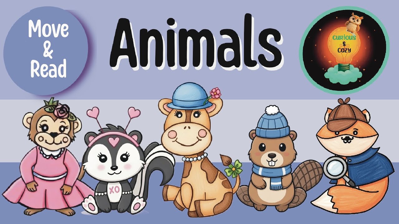Animals Song |  Move  & Read for Kids | Curious and Cozy