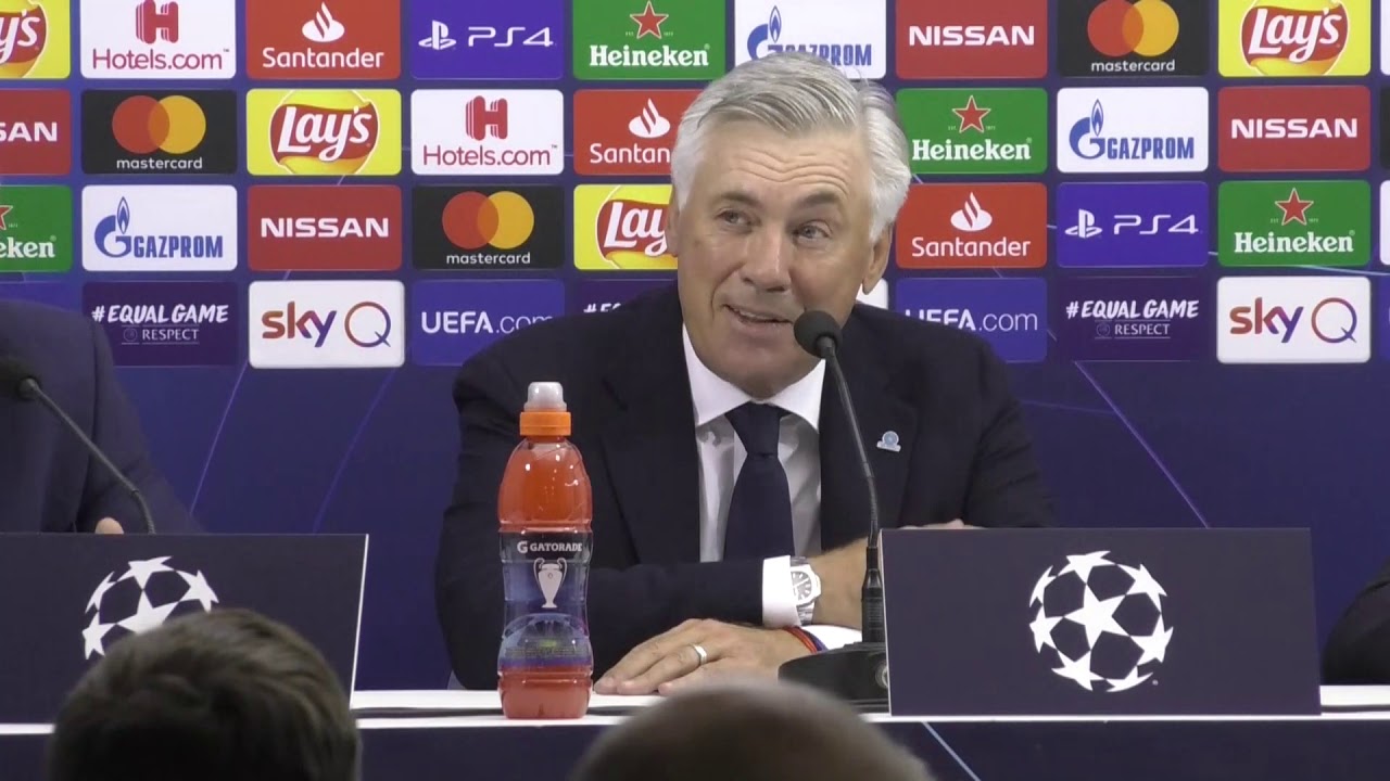 Champions League, Napoli-Liverpool 2-0: Carlo Ancelotti in conferenza stampa post-partita