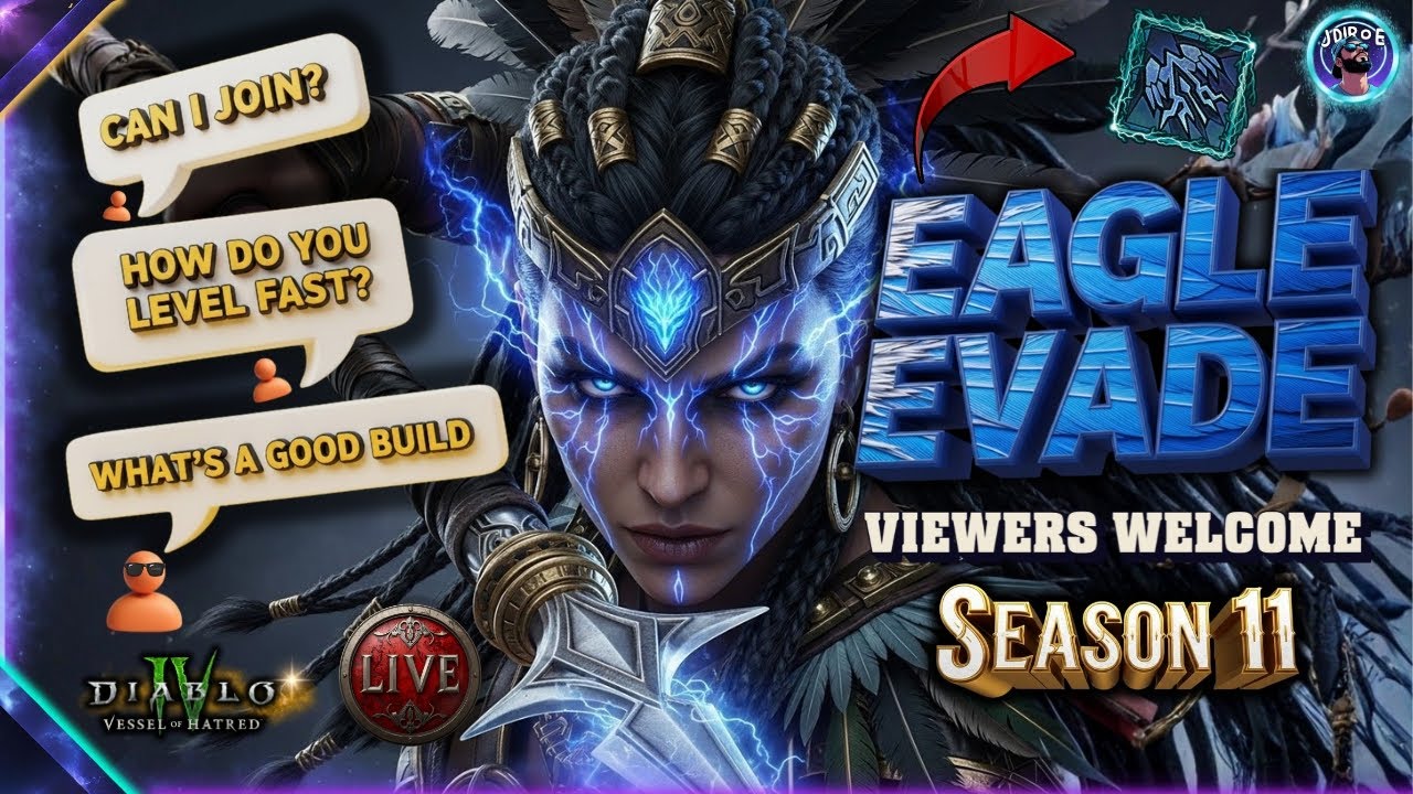 🔴 LIVE Diablo 4 Season 11 EVADE EAGLE SPIRITBORN Build & Viewers Welcome